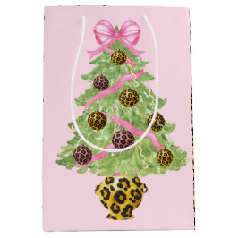 Christmas Wreath Leopard Crest Monogram Mittlere Geschenktüte