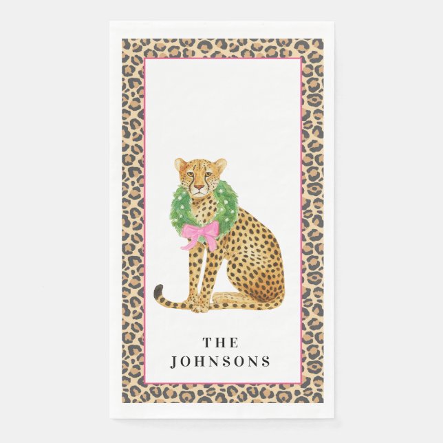 Christmas Wreath Leopard  Serviette (Vorderseite)