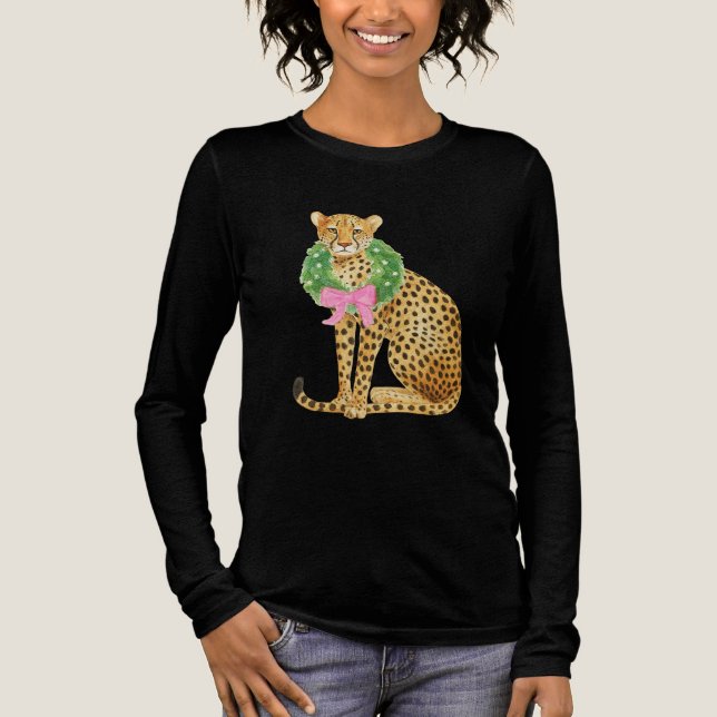 Christmas Wreath Leopard  Tri-Blend Shirt (Vorderseite)