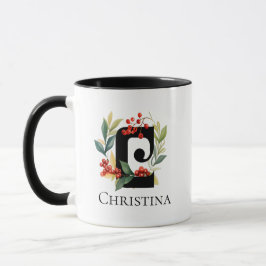 Christmas Wreath Monogram Letter C Tasse