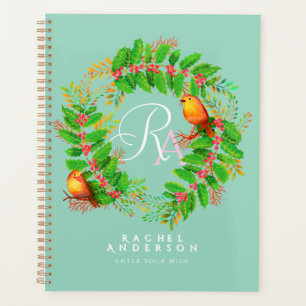 Christmas Wreath Monogram Light Aquamarin Planer