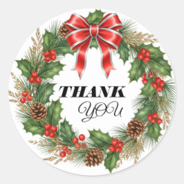 Christmas Wreath Pine Thank You Sticker