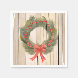 Christmas Wreath Red Bow | Hübscher Pinienwald Serviette