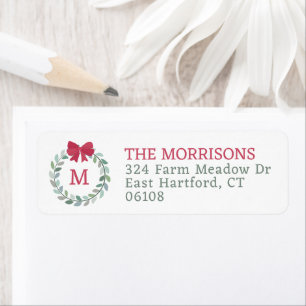 Christmas Wreath Red Bow Mit Monogramm