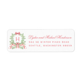 Christmas Wreath Red Script Return Address