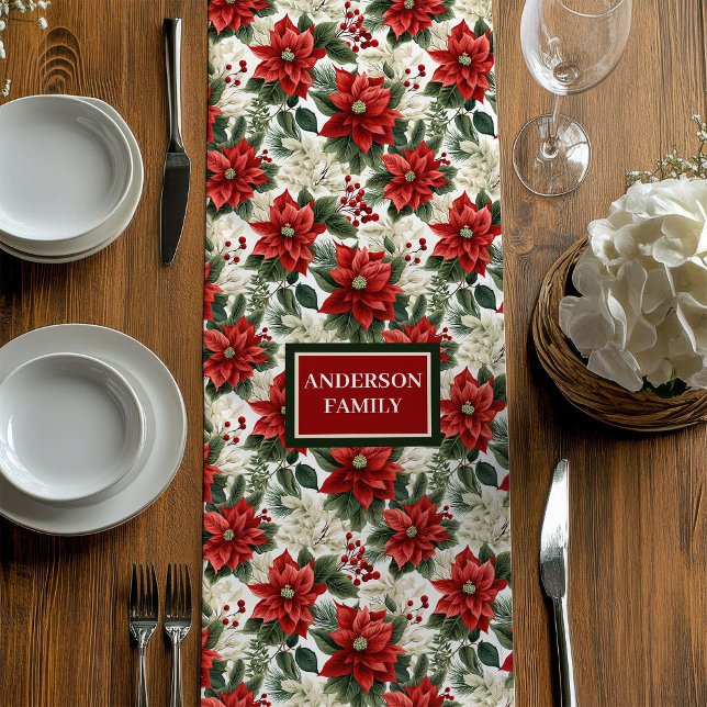 Christmas Wreath Table Runner Personalized Gift Mittelgroßer Tischläufer (Christmas Wreath Table Runner Personalized Gift)