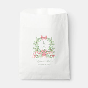 Christmas Wreath w Candy Cane Bow Monogramm Geschenktütchen