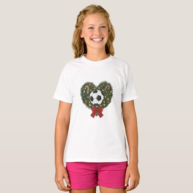 Christmas Wreath with Soccer Ball T-Shirt (Vorne ganz)