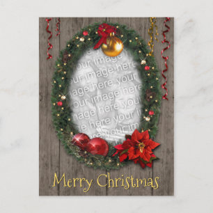 Christmas Wreath with your Foto & Text Feiertagspostkarte