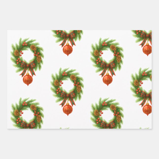 Christmas wreath wrapping paper sheets geschenkpapier set (Vorderseite)