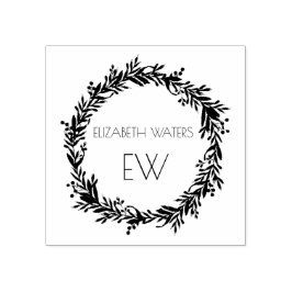 CHRISTMAS WREATHOLZKUNST BRIEFMARKE MIT INITIALEN GUMMISTEMPEL