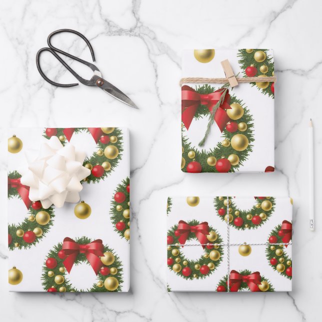 Christmas Wreaths Geschenkpapier Set (Vorderseite)