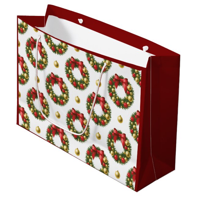 Christmas Wreaths Große Geschenktüte (Vorderseite Schrägansicht)
