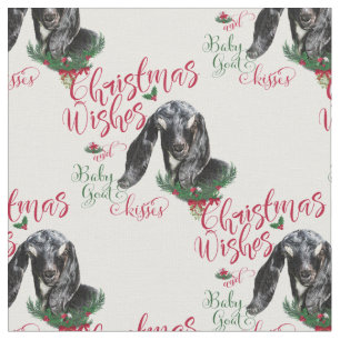 Christmas wünscht Baby Goat Kisses Nubian Goat Stoff