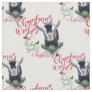 Christmas wünscht Baby Goat Kisses Pygmy Goat Stoff