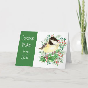Christmas wünscht Chickadee Bird Sister Feiertagskarte