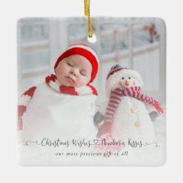 Christmas wünscht Neugeborenen Kisses Baby Foto St Keramikornament