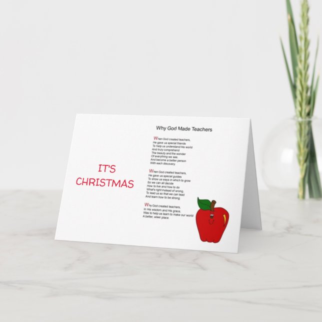 CHRISTMAS WÜNSCHT SICH DEM BESTEN LEHRER KARTE (Vorderseite)