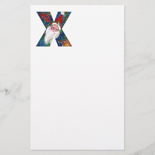 CHRISTMAS X SCHREIBEN / SANTA CLAUS MIT ROtem RIBB Briefpapier (Vorderseite)