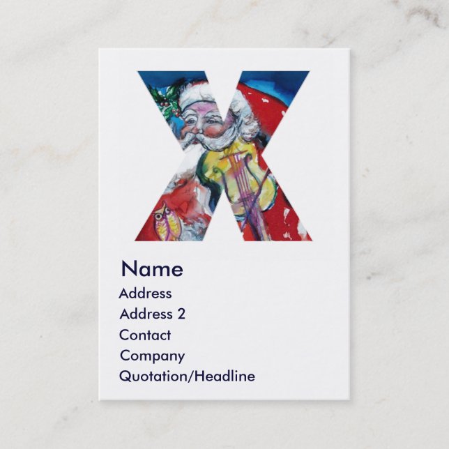 CHRISTMAS X SCHREIBEN / SANTA MIT VIOLIN MONOGRAM VISITENKARTE (Vorderseite)