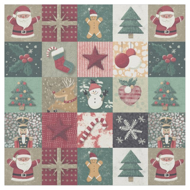 Christmas (Xmas) patchwork Stoff (Nahaufnahme)