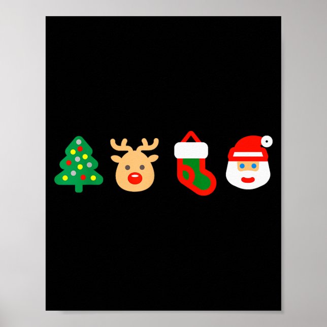 Christmas Xmas Santa, Tree, Stocking, Reindeer Des Poster (Vorne)