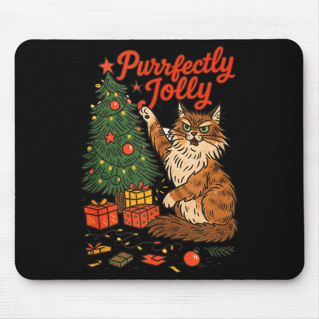 Christmas Xmas Vibes Cat Lover Cat Mom Purrfectly  Mousepad (Vorne)