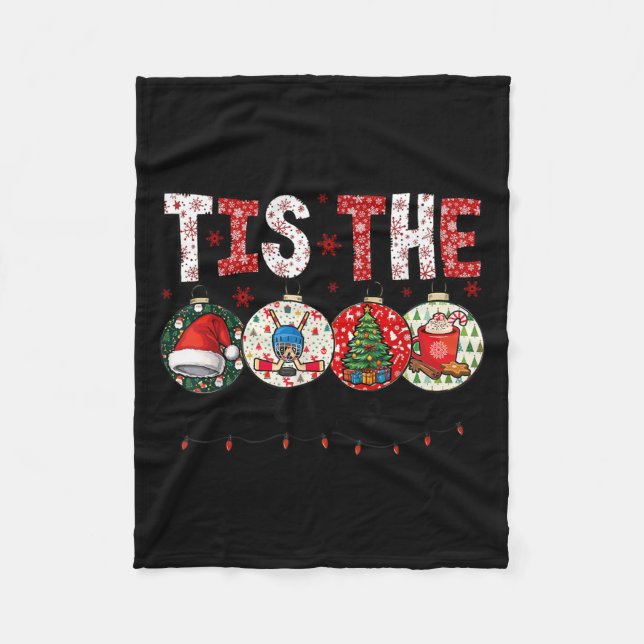 Christmas Xmas Vibes Hockey Lover Hockey Player Wi Fleecedecke (Vorderseite)