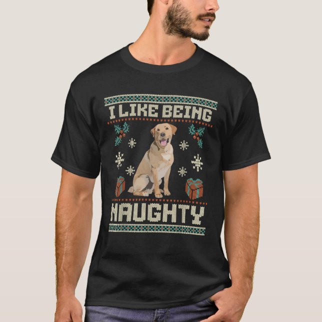 Christmas Yellow Lab Labrador Dog I Like Being Nau T-Shirt (Vorderseite)
