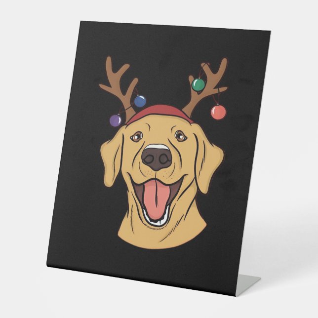 Christmas Yellow Lab Tri-blend T-Shirt Sockelschild (Vorderseite)