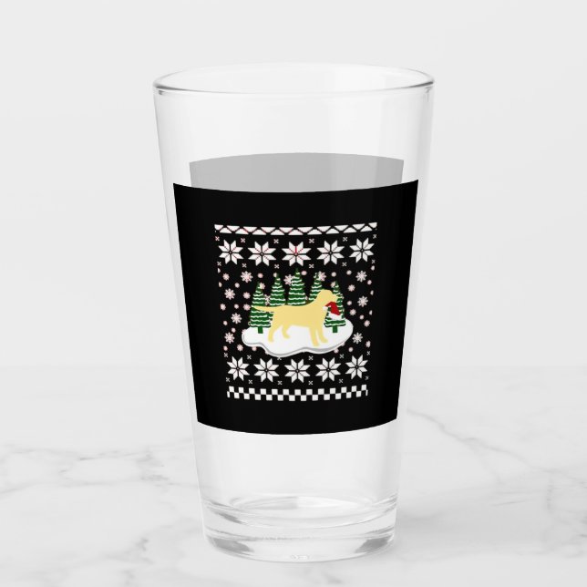 Christmas Yellow Labrador Silhouette Santa Hat Cla Glas (Vorderseite)