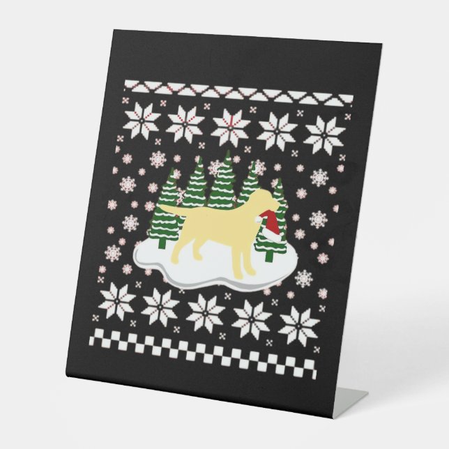 Christmas Yellow Labrador Silhouette Santa Hat Cla Sockelschild (Vorderseite)