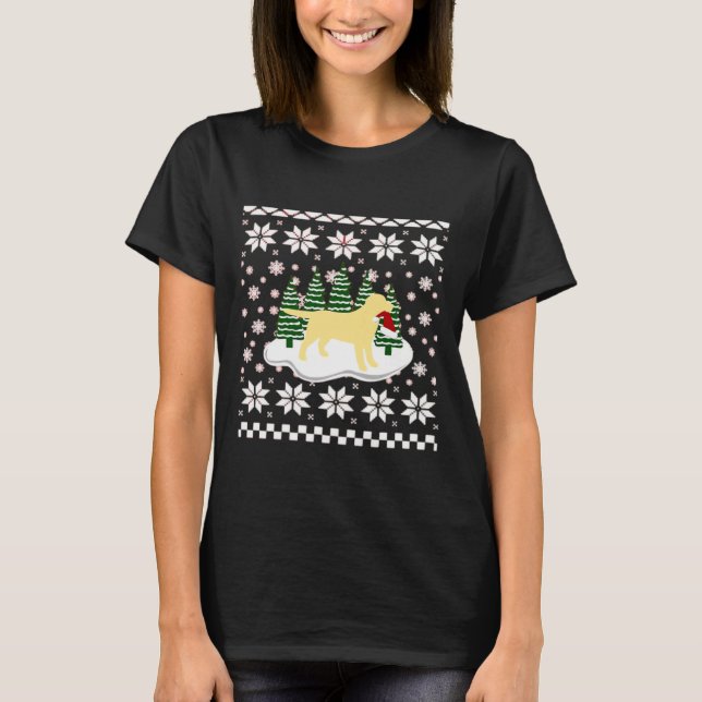 Christmas Yellow Labrador Silhouette Santa Hat Cla T-Shirt (Vorderseite)