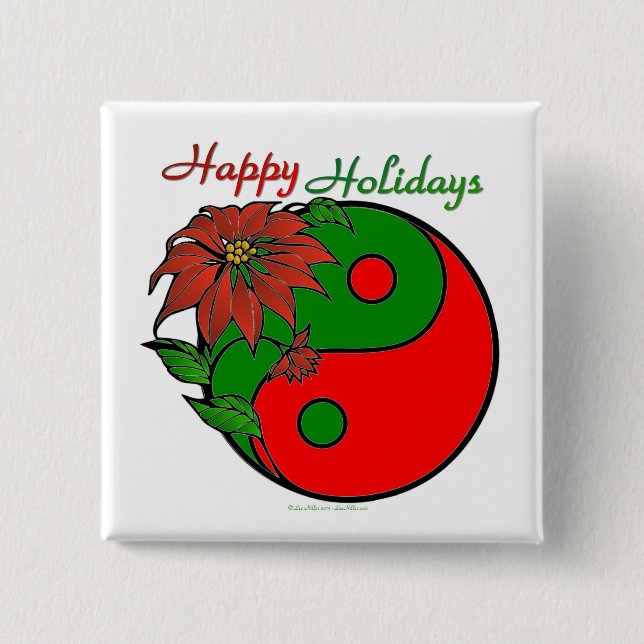 Christmas Yin Yang Poinsettia Button (Vorderseite)