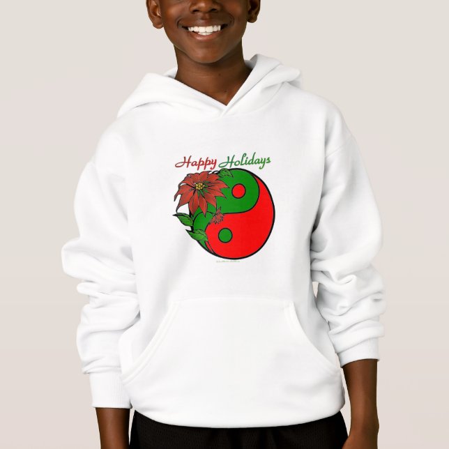 Christmas Yin Yang Poinsettia Hoodie (Vorderseite)