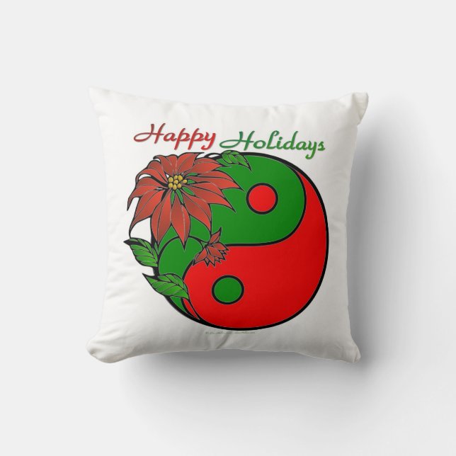 Christmas Yin Yang Poinsettia Pillow Kissen (Vorderseite)