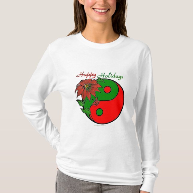 Christmas Yin Yang Poinsettia T-Shirt (Vorderseite)