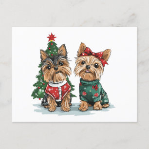 Christmas Yorkie Dogs Postkarte