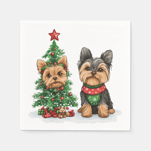 Christmas Yorkie Dogs Serviette (Vorderseite)