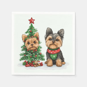 Christmas Yorkie Dogs Serviette