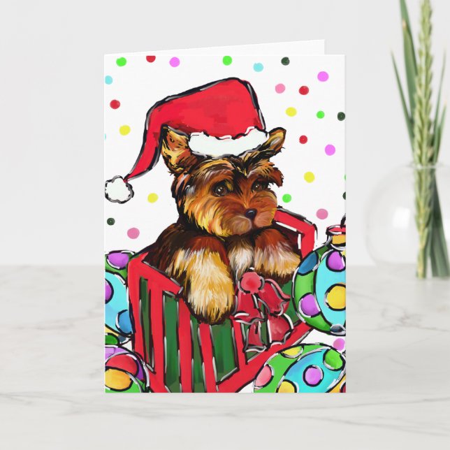 CHRISTMAS YORKIE FEIERTAGSKARTE (Vorderseite)