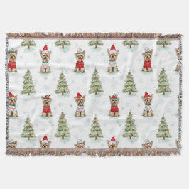 Christmas Yorkies Dog Decke