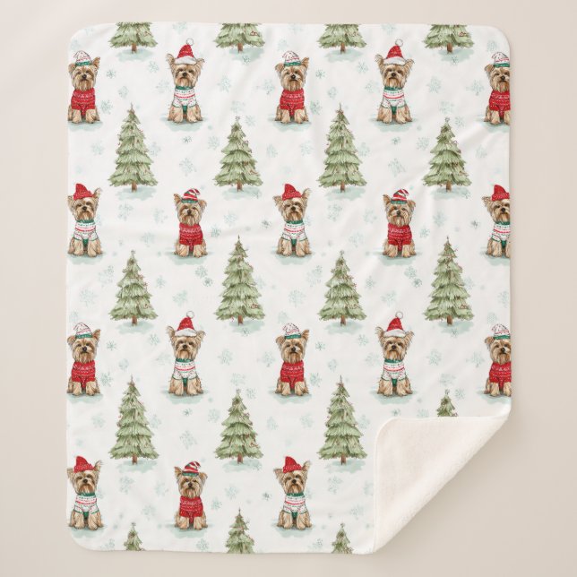 Christmas Yorkies Dog Sherpadecke (Vorderseite)
