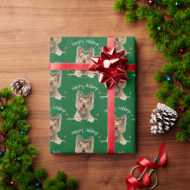 Christmas Yorkshire Terrier auf Green Geschenkpapier
