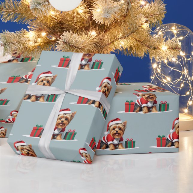 Christmas Yorkshire Terrier Dog verkleidet als San Geschenkpapier (Feiertage)