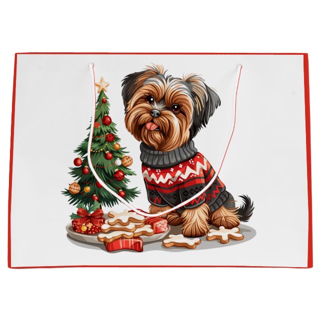 Christmas Yorkshire Terrier Dogs Große Geschenktüte (Vorderseite)