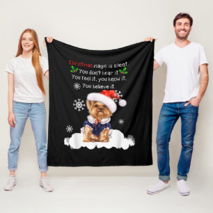 Christmas Yorkshire Terrier Funny Yorkie Puppy Fleecedecke