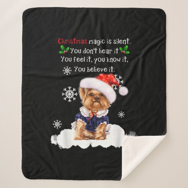 Christmas Yorkshire Terrier Funny Yorkie Puppy Sherpadecke (Vorderseite)