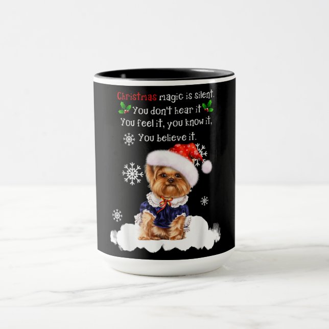 Christmas Yorkshire Terrier Funny Yorkie Puppy Tasse (Zentrum)