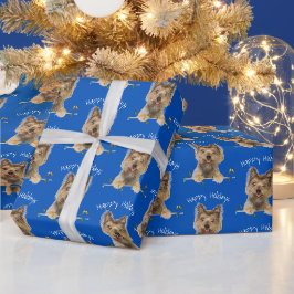 Christmas Yorkshire Terrier On Blue Geschenkpapier